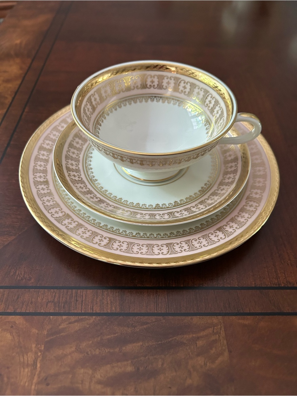 Thomas Bavaria Ivory Pink and Gold Porcelain Trio Set